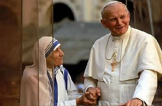 pope john paul and mother teresa hanging out together