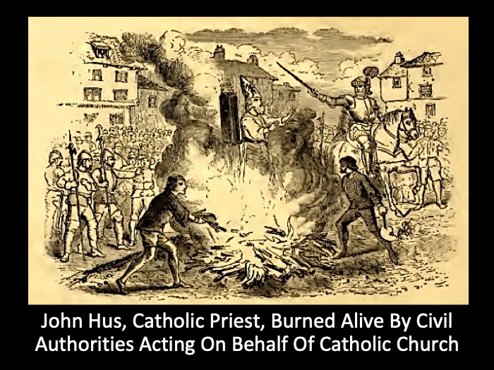 Christian martyr Jan John Hus burned at stake