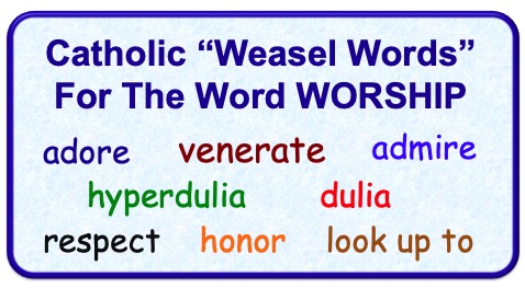 Roman Catholic Church weasel words for worshiping Mary