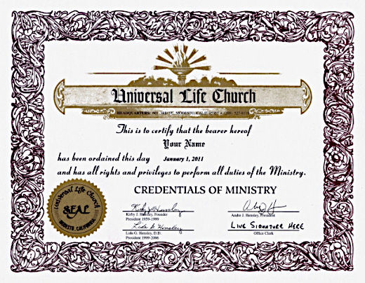 instant clergy credentials official ordination certificate