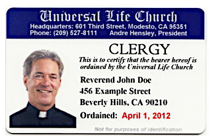 instant clergy credentials official wallet ID card