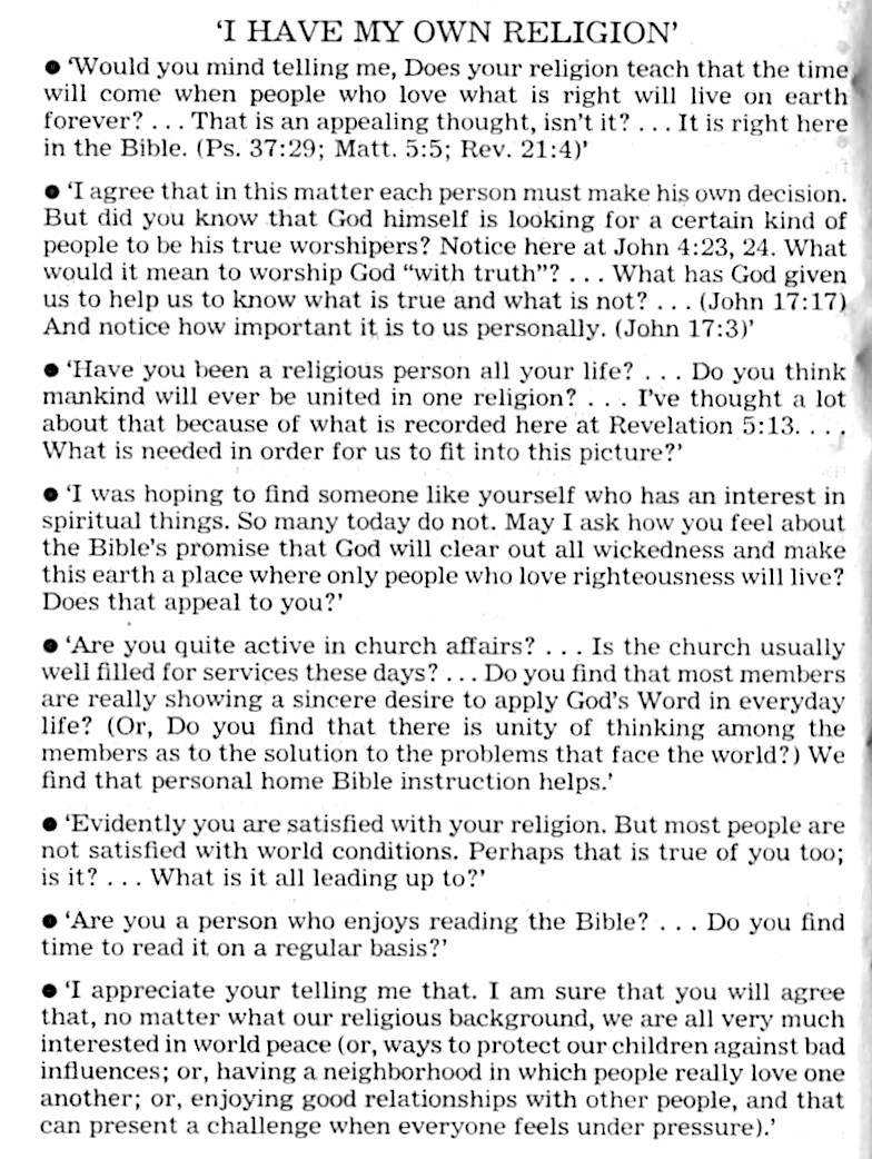 Jehovahs Witnesses Answer Book Reasoning From The Scriptures Responses To I Have My Religion