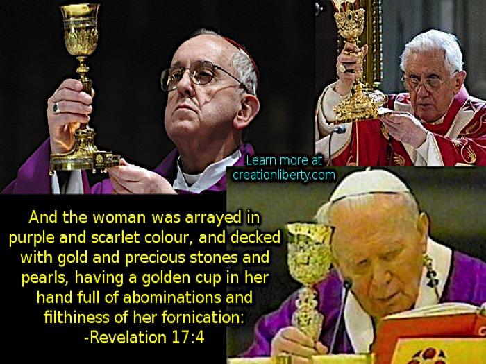 roman catholic church arrayed in purple and scarlet great whore