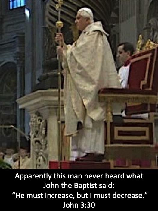 catholic pope benedict standing in front of throne