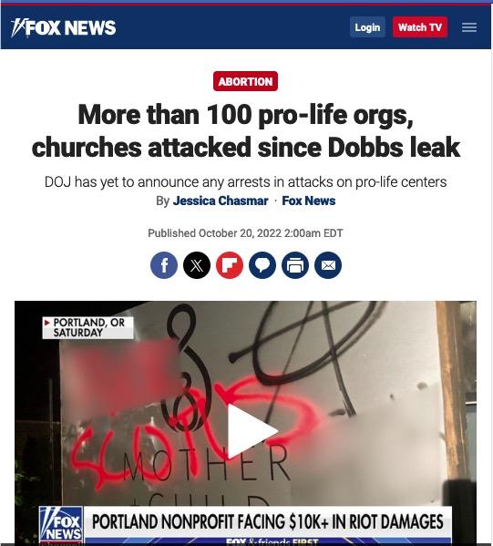 attacks on churches and pro-life centers