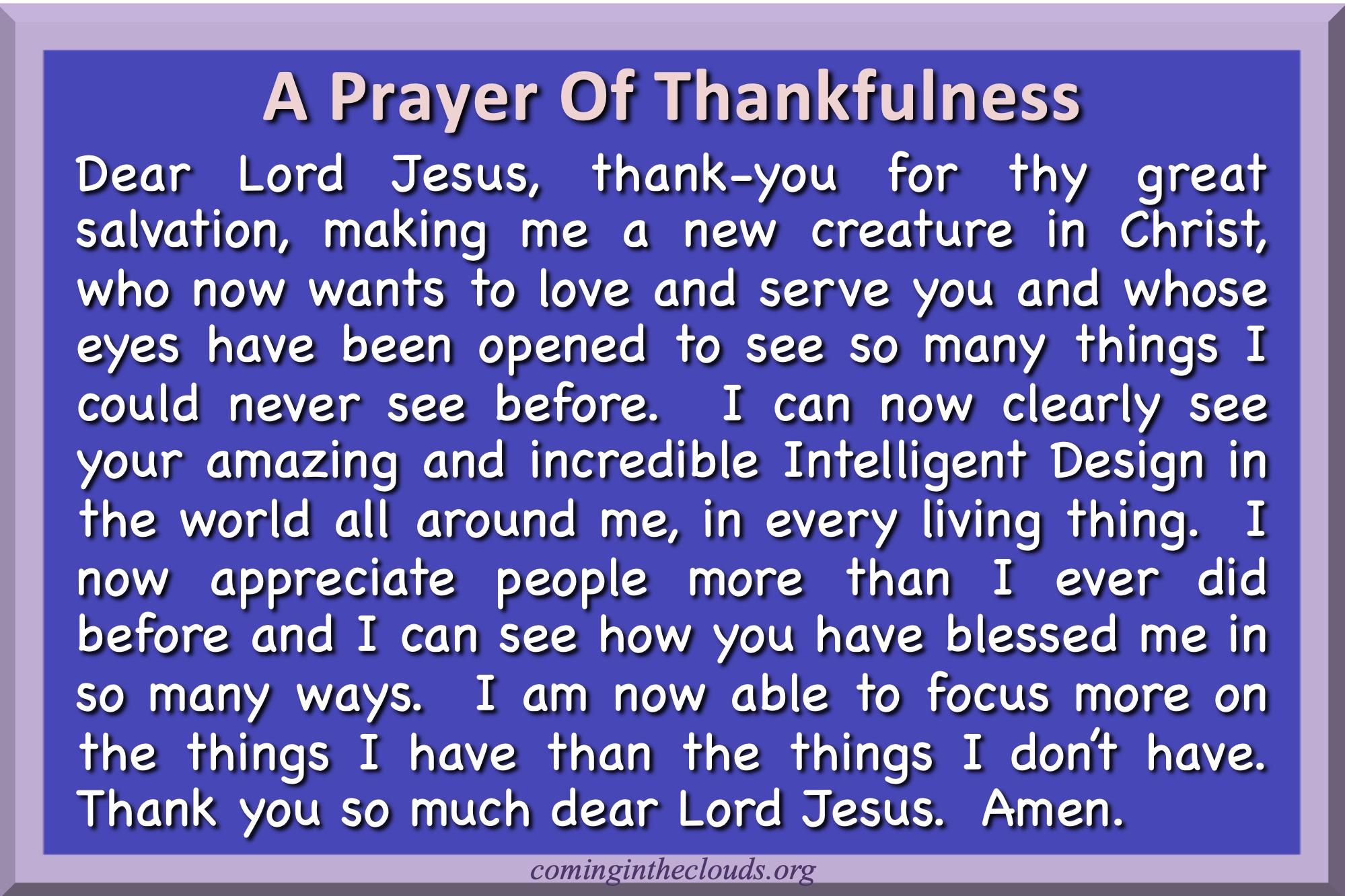 A prayer of thankfulness
