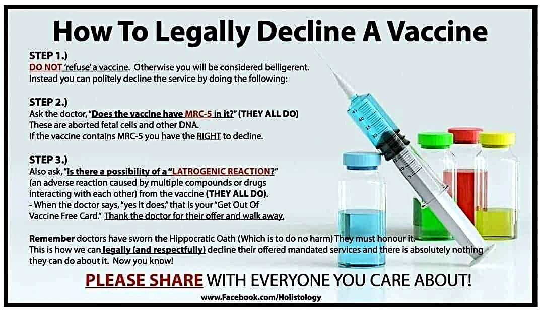 how to legally decline a vaccine mandatory mandated vaccination