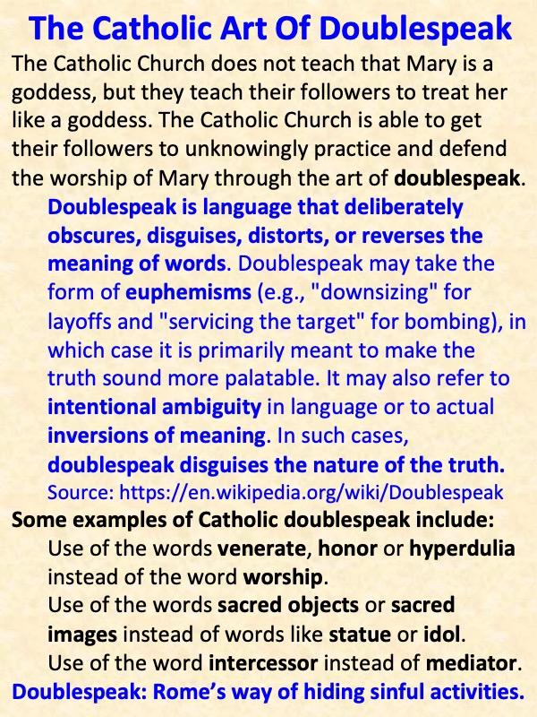 Roman Catholic Church redefining spiritual words used deceptively